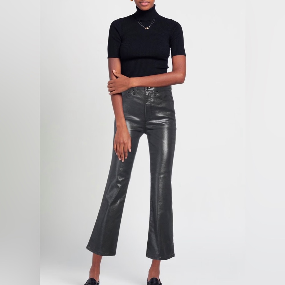 NWT rag & bone faux leather high rise ankle flare size. 27